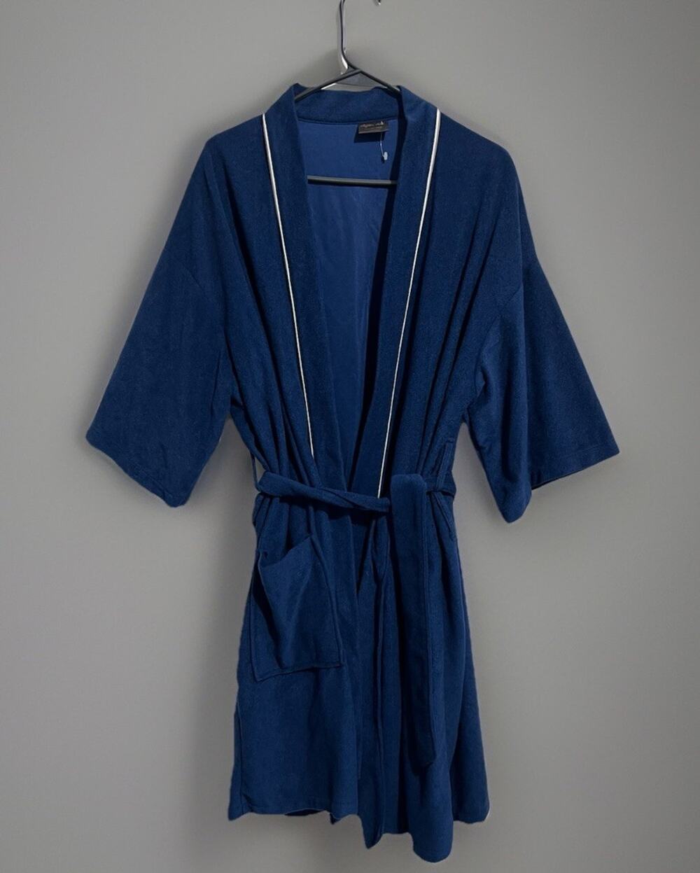 After All Bathrobe Navy Blue Robe Mens One Size 80s Vintage Classic